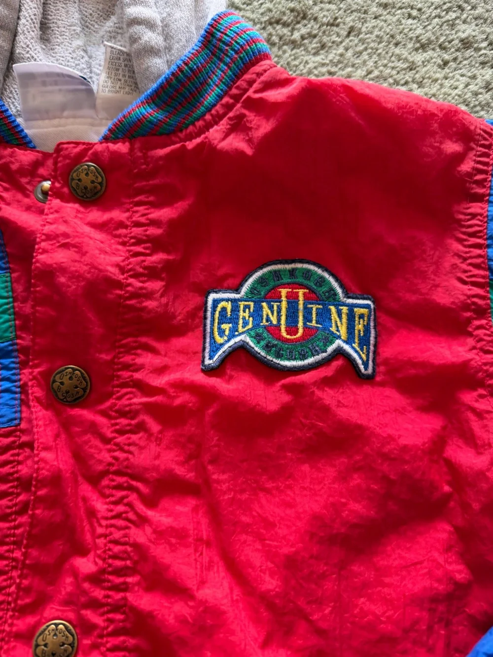 OshKosh B'gosh | 1900/early 2000s Red Hooded Colorblock Puffer Jacket